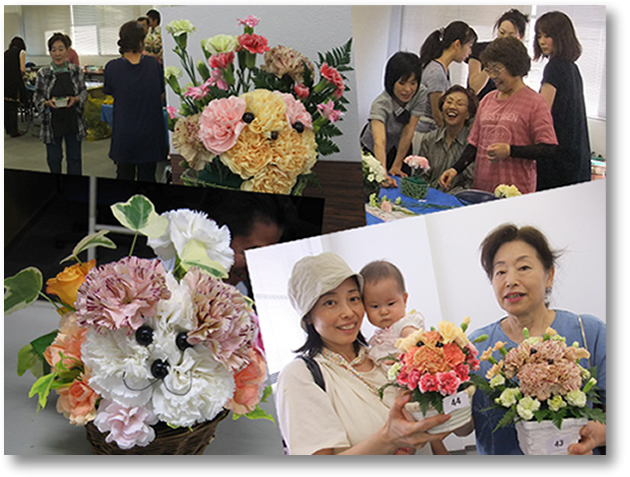 イベント（お花で動物作りの様子）